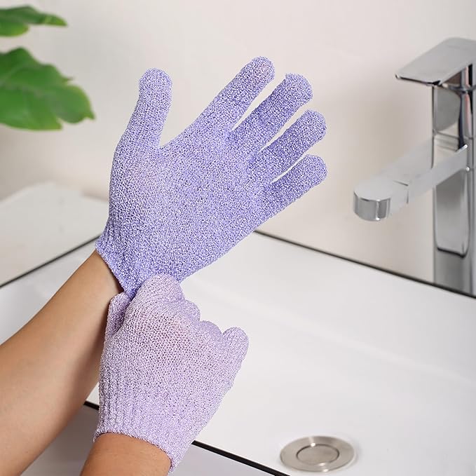 Slick- Exfoliating Gloves, 4 Pcs, Skin Exfoliator for Body, Shower Gloves, Scrub Glove Exfoliating, Exfoliating Body Scrub Glove