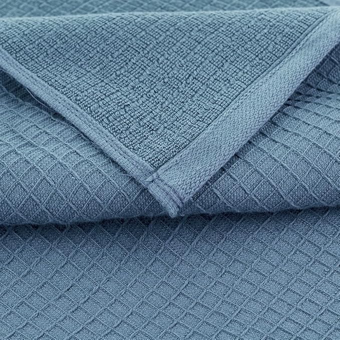 CASA COPENHAGEN Waffle 2Pcs 100% Egyptian Cotton Large Designer Bathsheet Towels Gift Set- Dusty Blue, 35"x70" 2Bath Sheet Towels for Bathroom (Box Pack, Set for Women & Men)