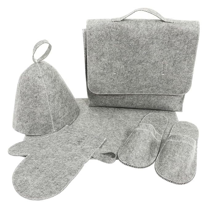 MERRYHAPY 1set Felt Sauna Hat Thick Water Absorbent Sauna Gloves Comfortable Bath Mat for Enhanced Relaxation
