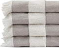 Lightweight Turkish Beach Towel - 100% BCI Cotton, Unbleached Raw Fringe, Oeko-TEX Certified, Absorbent, Eco-Friendly, 36x66”, Brown & Natural Stripes, Portable Sarong Blanket for Pool, Travel