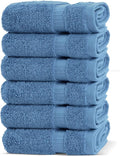 Chakir Turkish Linens 100% Cotton Premium Turkish Towels for Bathroom | 13'' x 13'' (6-Piece Washcloth, Wedgewood)