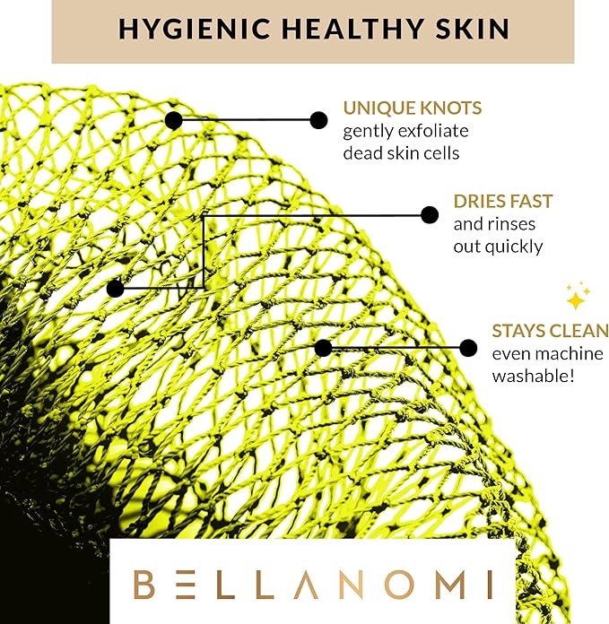 Bellanomi African Exfoliating Net Sponge - Authentic/Ethically Sourced from Nigeria / 45 inch Long (Keylime)