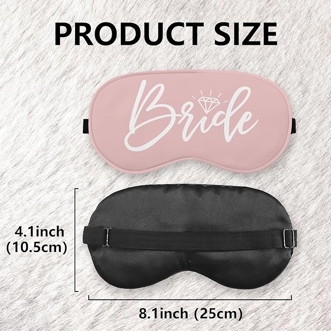 Bride Silk Eye Mask for Sleeping, Bride Eye Mask,Bridal Shower Gifts Blindfold Adjustable Strap Night Sleep Mask for Bride Groom, Engagement Wedding Gifts Sleeping Mask Eye Cover