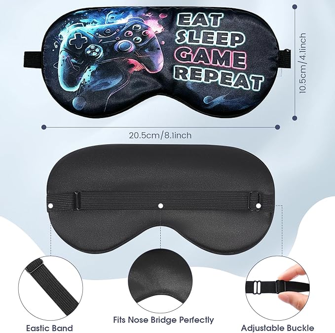 2 Pcs Boys Sleep Eye Mask, Guys Blackout Sleeping Silk Mask for Kids Adult Children's Travel Eye Mask Eye Cover Blindfold for Game (2 Pcs Game Mask - Style 6)