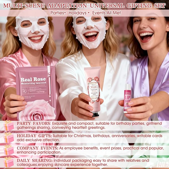 JAOJAO 84PCS Spa Party Supplies for Women, Spa Party Favors Include Hand Cream Lip Balm Face Masks Under Eye Patches Lip Mask Organza Bag Thank You Card Used for Women Girlfriend Wife Mother Teacher