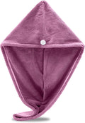 Microfiber Hair Towel Wrap, Hair Turban Towel Super Absorbent Twist Turban Dry Hair Caps with Buttons Bath Loop Fasten Salon Dry Hair Hat