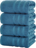 Bath Towels 4 Pack, 30 x 60 Inches, Large 100% Cotton Towels, Soft, Absorbent, Comfortable for Home, Spa, and Gym, (Blue)