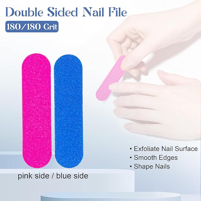 Qsnidy 30 Pack Disposable Manicure Kit Individually Packed 3-Piece Mini Press on Nail Art Tool Prep Kit Includes Mini Nail File, Cuticle Stick, Prep Pad, 30 Sets for Salon Business Home Travel Use