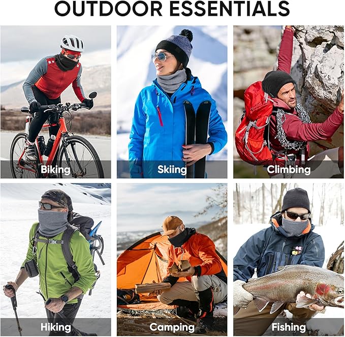 TICONN Neck Gaiter Face Cover Scarf, Neck Warmer Breathable Sun & Wind-proof for Skiing Fishing Hiking Cycling