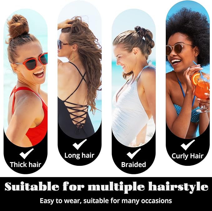 Swim Caps for Women Swimming,1 Pcs Fabric Nylon Cloth Swim Cap, Comfort Pleated Swimming Cap for Long Hair, Not Waterproof Elastic Bathing Caps, Swim Hat Keep Hairstyle Unchanged