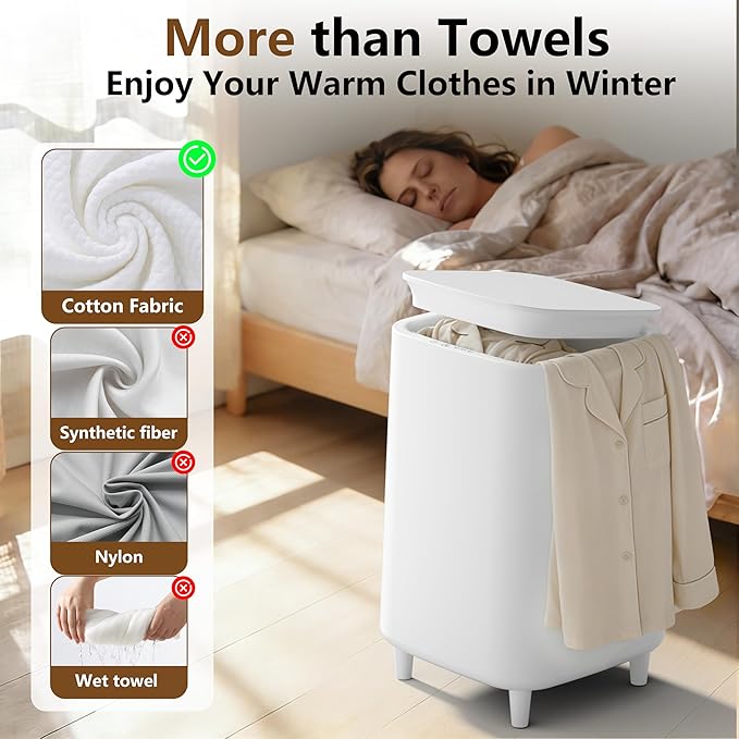 22L Towel Warmer for Bathroom – Fast Heating Blanket Warmer, Fits Two 40" x 70" Oversized Towels, Blankets & Bathrobes, Auto Shut-Off, Adjustable Timer, Portable Towel Warmer Bucket -White