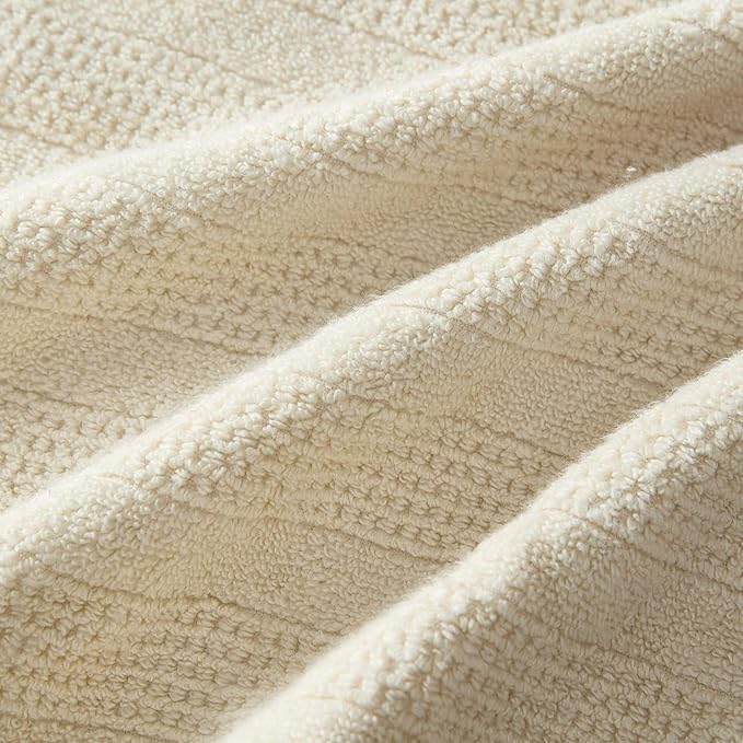 Martha Stewart - Bath Towels, Soft & Absorbent 100% Cotton Towels, Solid 500 GSM, 6-Piece Bathroom Towel Set with Textured Weave (Bedford Cottage Beige)