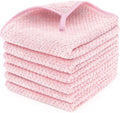 MaopaoBeauty 6 Piece Washcloth Set,100% Microfiber - Quick Dry, Thick, Soft, Plush and Highly Absorbent Luxury Hotel & Spa Bath Towel for Bathroom, Pack of 6, Pink