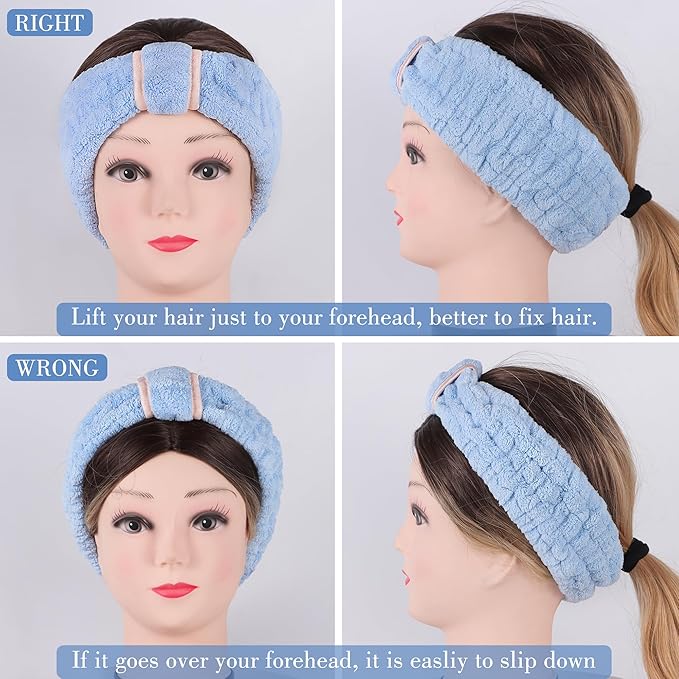 DiyJibb 9 Pcs Spa Headband for Washing Face,Skincare Headband and Wristband Set,Women Teen Girls Facial Hairbands for Washing Face, Makeup, Sports, Yoga (apricot + blue + orange pink)