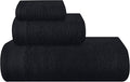 Ultra Soft 3 Pack Cotton Towel Set, Contains a Bath Towels 28x55 inch, a Hand Towels 16x24 inch & a Wash Coths 12x12 inch, Ideal Everyday use, Compact & Lightweight - Black, Medium