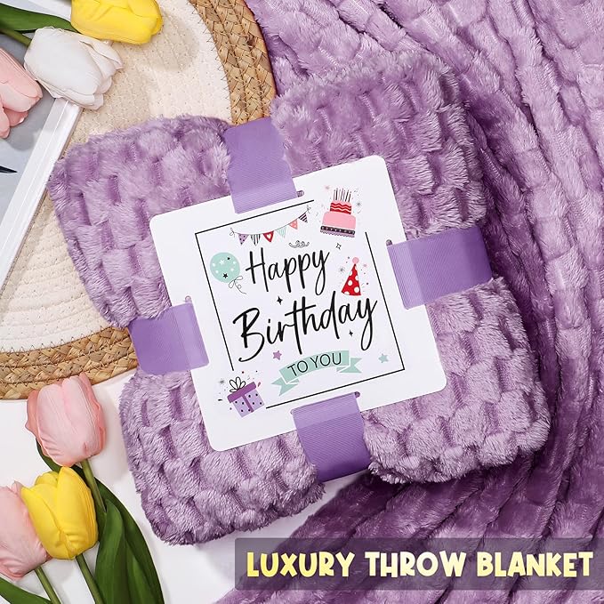 Birthday Gifts for Women Friendship, Unique Happy Birthday Gifts Basket for Mom Her Best Friend Sister Wife Girlfriend Coworker Teacher, Luxury Self Care Box Lavender Relaxing Spa Gifts Set w/Blanket