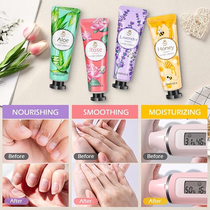 50 Pack Hand Cream Gift Set for Women, Bulk Mini Hand Lotion Teacher Appreciation Gifts, Travel Size Hand Cream for Dry Cracked Hand, Christmas Bridesmaid Lotion Gift Party Favors for Nurse Coworker