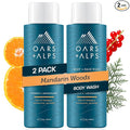 Oars + Alps Body Wash for Men, Mens Body Wash & Face Cleanser with Vitamin E & Antioxidants, Moisturizing, Paraben & Sulfate Free Cleanser, Mandarin Woods, 2pk