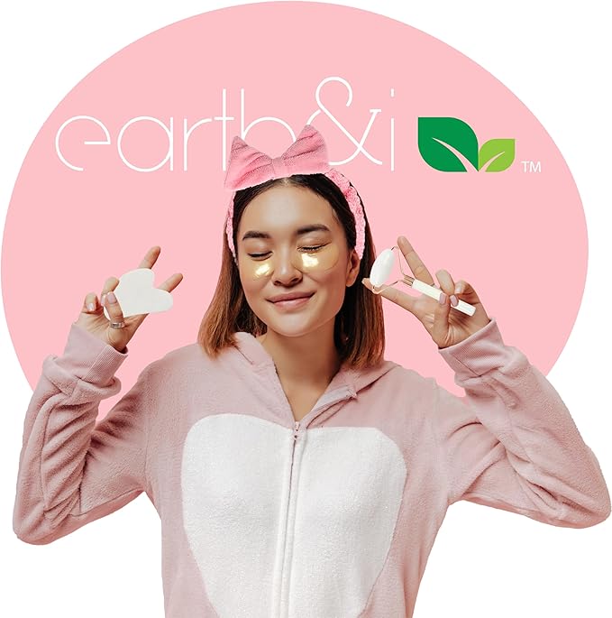 Earth & I White Jade Roller & Face Guasha Set 2pc, At Home Spa Essentials, Women Self Care, Face Tool for Lymphatic Drainage, Gua Sha Roller, Gusha, Facial Gua Sha Tool, Spa Accessories for Women