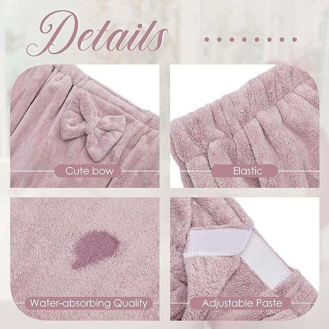 Xtinmee 2 Sets Plus Size Womens Wrap Towel with Hair Towel Bath Wrap Shower Spa Wraps for Women's Bathrobe (Lotus Pink)