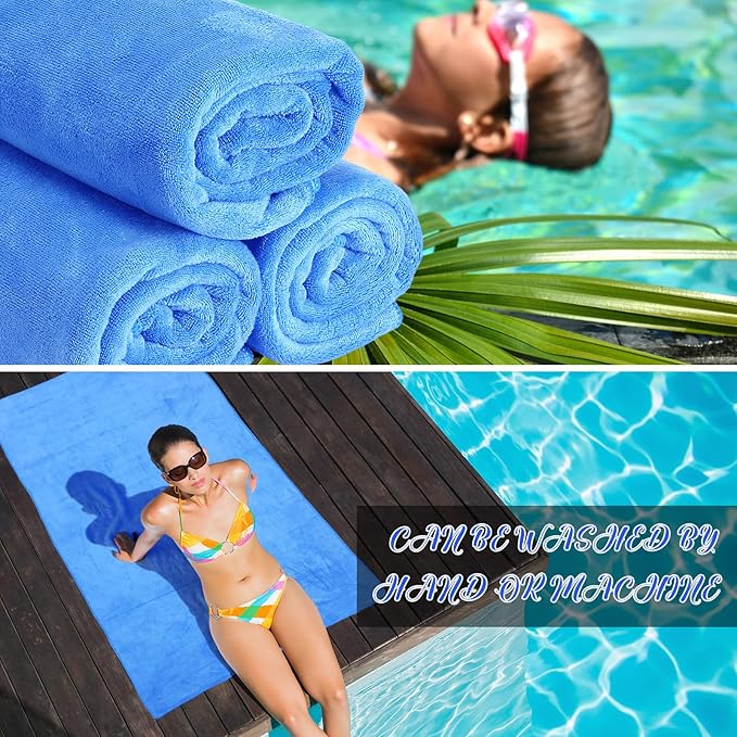 SmoothNovelty 16 Pack Microfiber Bath Towels Bulk 27'' x 60'' Oversized Beach Towel Highly Absorbent Extra Large Soft Drying for Shower Pool Salon Sauna Bathroom Gym Party (Simple,Royal Blue)