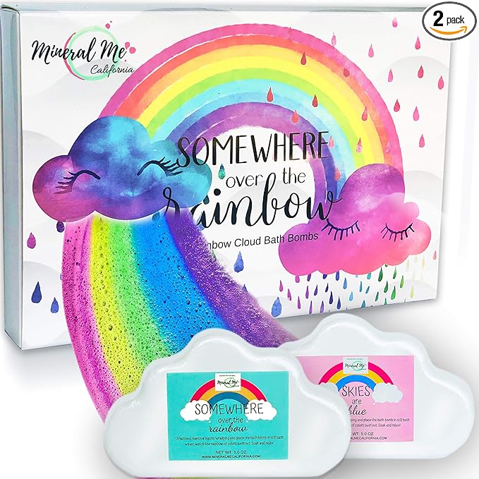 Bath Bombs for Kids - All Natural Magic Rainbow BathBombs with Organic Ingredients, Moisturizing, Vibrant Colors & Rich Bubbles, Cloud Bath Bombs, Birthday Gifts for Kids, Mothers Day Gift for Mom
