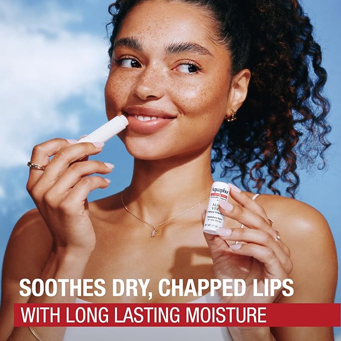 Aquaphor Naturally Inspired Lip Repair Stick with Aloe Vera and Natural Shea Butter, Hydrating Lip Balm Immediately Relieves Dryness, 0.17 Oz Stick
