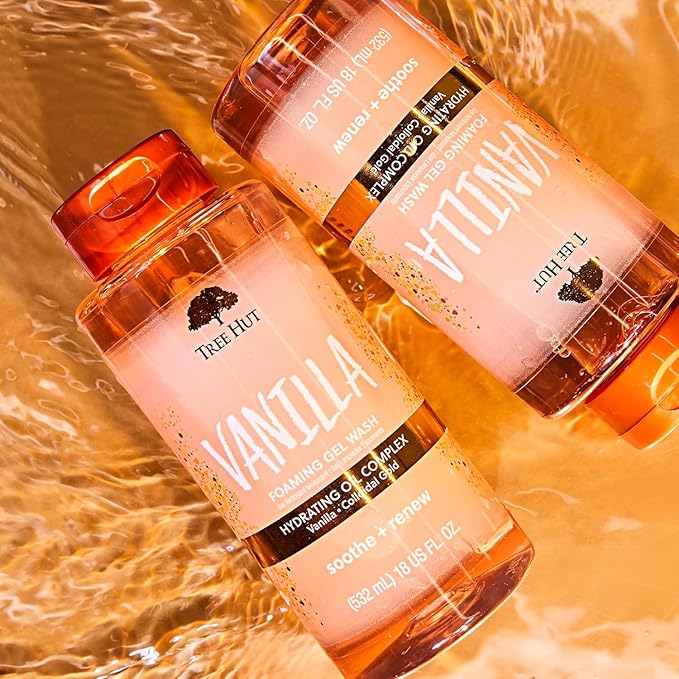 Tree Hut Vanilla Foaming Gel Wash, Mothers Day Gifts, Moisturizing & Hydrating Body Wash with Shea Butter, Gently Cleanses for Soft, Fresh & Radiant Skin, 18 fl oz