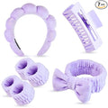 7 Pcs Spa Set, Facial Headband and Wristband Set, Skincare Accessories, College Style Girl Idea Gifts, Hair Accessories for Women and Girls (Purple)