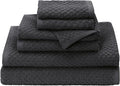 COTTON CRAFT Waffle 6 Piece Towel Set - 100% Cotton - 2 Oversized Luxury Euro Spa Waffle Weave Large Bath Towels, 2 Hand Towels, 2 Washcloth - Absorbent Quick Dry Hotel Bathroom Shower Pool - Charcoal