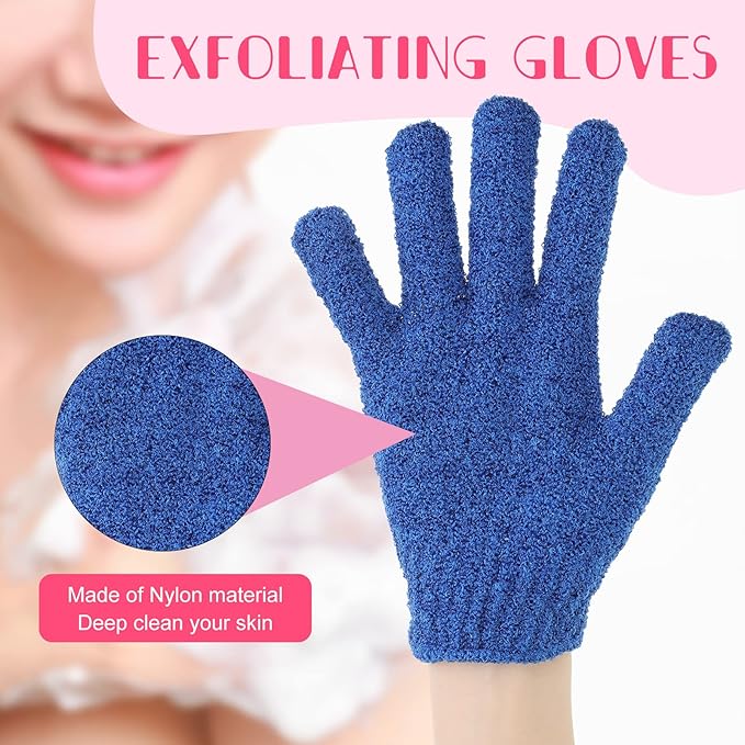 Tegeme 50 Pcs Exfoliating Gloves for Body, Double Sided Exfoliating Bath Shower Gloves for Women Deep Clean Skin for Spa Massage Beauty Skin Shower Scrubber Bathing Accessories(13 Colors)