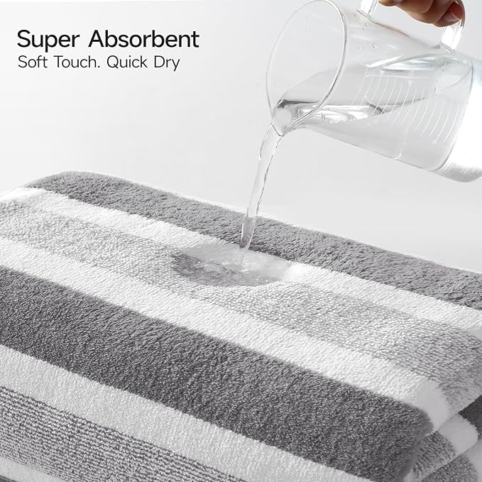 REDKISS Ultra Soft Bath Towel Sets 6-Piece 35"x70" | 100% Microfiber, Highly Absorbent & Quick Dry | Gray Towels for Bathroom, Spa, Gym | 2 Bath, 2 Hand, 2 Washcloths