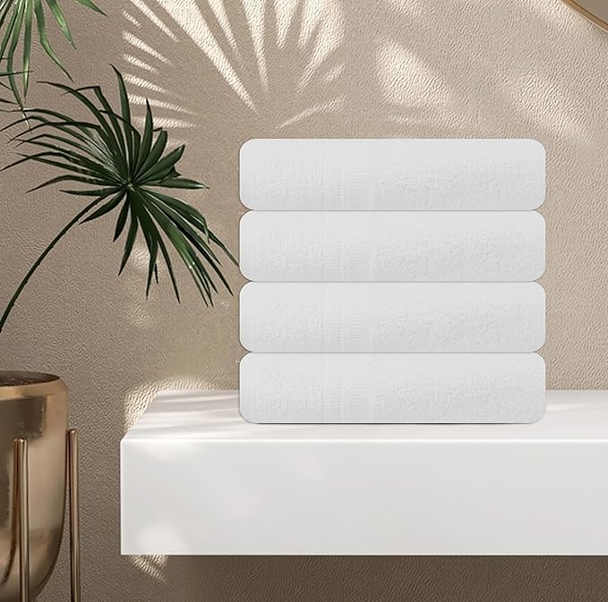 Medium Bath Towels Bulk Set of 12 – 100% Cotton Terry – 24" x 48" – Quick Dry, Soft & Highly Absorbent – White Towels for Bathroom, Gym, Spa, Pool & Daily Use