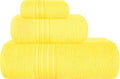 BOUTIQUO Ultra Soft 3 Pack Cotton Towel Set, Contains a Bath Towels 28x55 inch, a Hand Towels 16x24 inch & a Wash Coths 12x12 inch, Ideal Everyday use, Compact & Lightweight - Lime Yellow