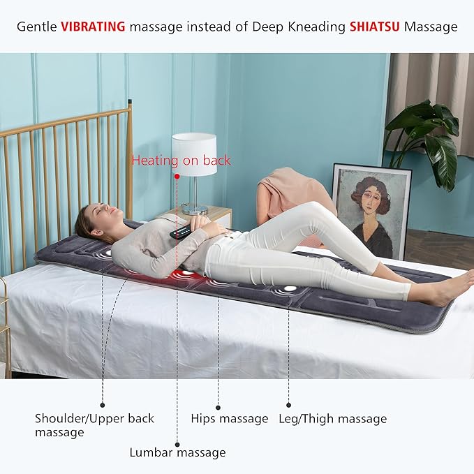 COMFIER Massage Mat Full Body,Massage Pad with 10 Vibration Motors,Back Massager Pad with Heat