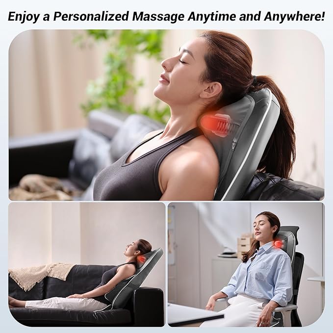 Mynt Back and Neck Massager for Pain Relief Deep Tissue,3D Shiatsu Acupressure Neck Back Massager with Heat, Seat Massager for Full Body Relaxation Dark Gray