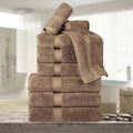Superior Egyptian Cotton Pile 9 Piece Towel Set, Includes 3 Bath, 3 Hand, 3 Face Towels/Washcloths, Ultra Soft Luxury Towels, Thick Plush Essentials, Guest Bath, Spa, Hotel Bathroom, Latte