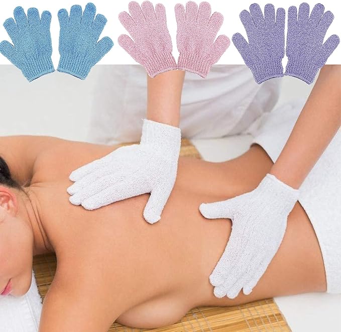 8 PCS ROTOPATA Deep Exfoliating Gloves Mitt with Hanging Loop for Shower, Spa, Body Scrubs, Dead Skin Cell Remover Bathing Accessories