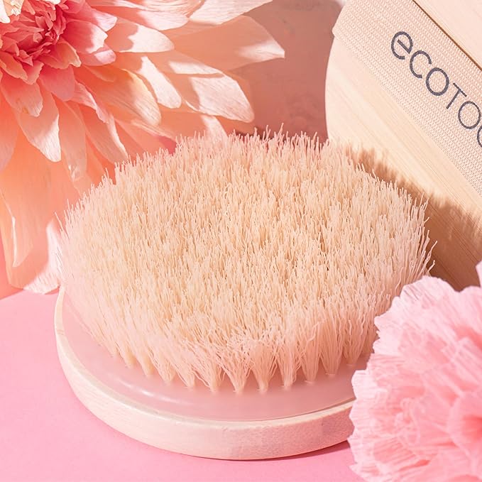 EcoTools Dry Body Brush for Circulation, Dead Skin Removal + Pink Delicate EcoPouf Made with Recycled Netting for Cleansing & Exfoliating Sensitive Skin, Self-Care Gifts