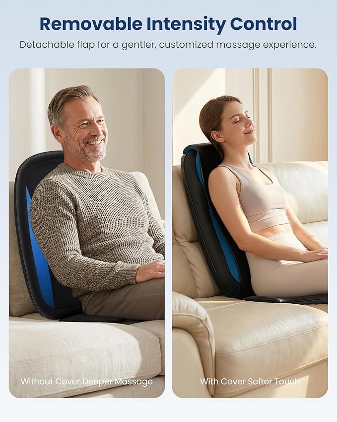COMFIER Shiatsu Back Massager with Heat,Deep Tissue Kneading Massage Seat Cushion,Massage Chair Pad for Full Back,Body Massager for Home or Office Chair use, Gift