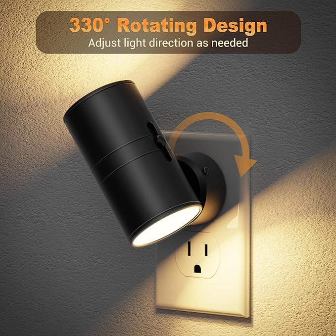 JandCase LED Night Light, Night Lights Plug into Wall with Dusk to Dawn Sensor, 5 Color Temperatures, Rotating Plug, Dimmable Nightlights, Adjustable Brightness for Bedroom Bathroom Hallway, 4 Pack