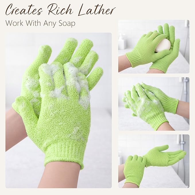 4 Pairs Exfoliating Gloves for Shower, Shower Gloves, Body Scrubber, Korean Exfoliating Mitt Body Scrubber, Microfiber Bath Gloves, Exfoliate Sponge Loofah Wash, Shower Scrubber
