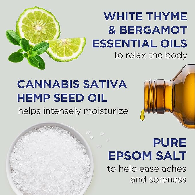 Dr Teal's Pure Epsom Salt, Cannabis Sativa Hemp Seed Oil, 3 lb (Pack of 4)