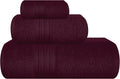 BOUTIQUO Ultra Soft 3 Pack Cotton Towel Set, Contains a Bath Towels 28x55 inch, a Hand Towels 16x24 inch & a Wash Coths 12x12 inch, Ideal Everyday use, Compact & Lightweight - Burgundy