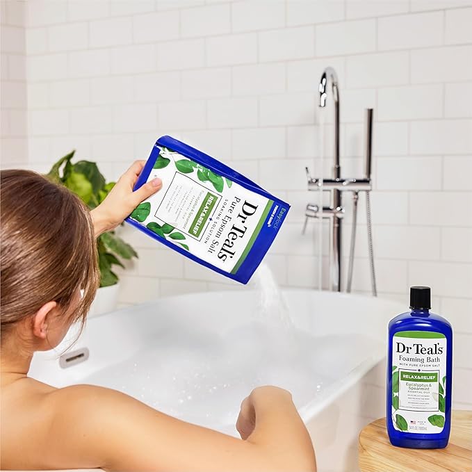 Dr Teal's Pure Epsom Salt Soak and Foaming Bath, Relax & Relief with Eucalyptus & Spearmint, Combo Pack