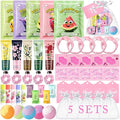 55PCS Spa Party Supplies for Girls, Spa Party Favors Face Masks, Hand Cream, Lip Balm, Lip Mask, Under Eye Patches, Foot Bath Bombs, Spa Birthday Sleepover Party Supplies for Women, Mothers Day Gifts