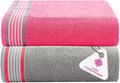 CASA COPENHAGEN He & She 2Pcs 100% Egyptian Cotton Large Designer Bathsheet Towels Gift Set- Grey Violet-Dusty Pink, 550GSM, 35"x70" 2Bath Sheet Towels for Bathroom Set for Women & Men