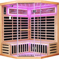 OUTEXER Sauna Corner Saunas for 4-5 Person 240V Home Indoor Canadian Hemlock Far Infrared Saunas 2595W Low-EMF Dry Saunas with 7 Color Starry Sky Ceiling Light Therapy 59 * 59 * 74.8inch
