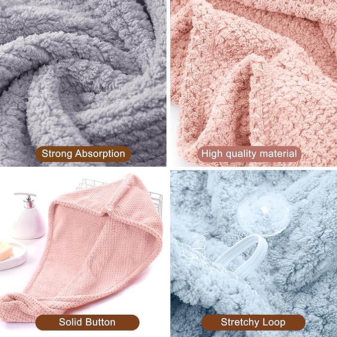 Microfiber Hair Towel for Women: Ideal Christmas Stocking Stuffer for Women, Teen Girls, and Children 3 Pack Drying Wrap Towels Designed for Curly Hair, Anti-Frizz Hair Care Accessory