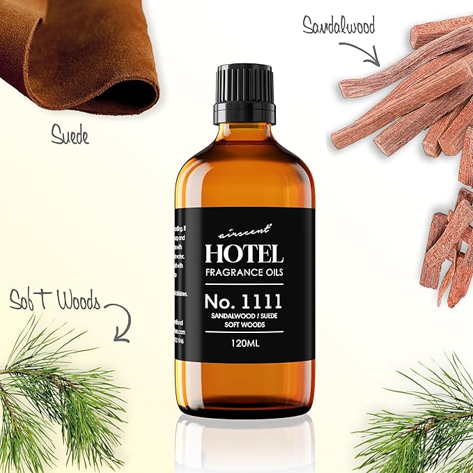 AirScent My Way Diffuser Oil No. 1111 Inspired by the 1 Hotel Miami - Sandalwood Suede Soft Woods - Fragrance Oil Blend for Ultrasonic and Waterless Diffusers and Crafting - 10 mL, 0.34 fl oz Bottle